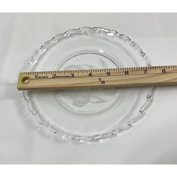 4 Fostoria Camellia Salad Dessert Plates 7.5" Clear Etched‎ Glass Roses Vintage - Picture 11 of 11
